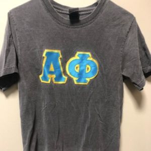 Women’s Alpha Phi T-shirt Small Grey Yellow Blue